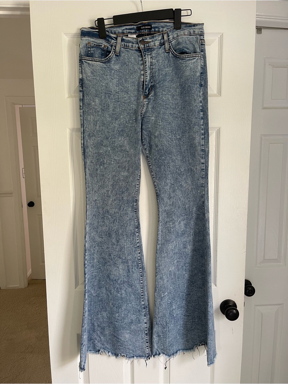 Vintage-Inspired Blue Acid Wash Flare Jeans